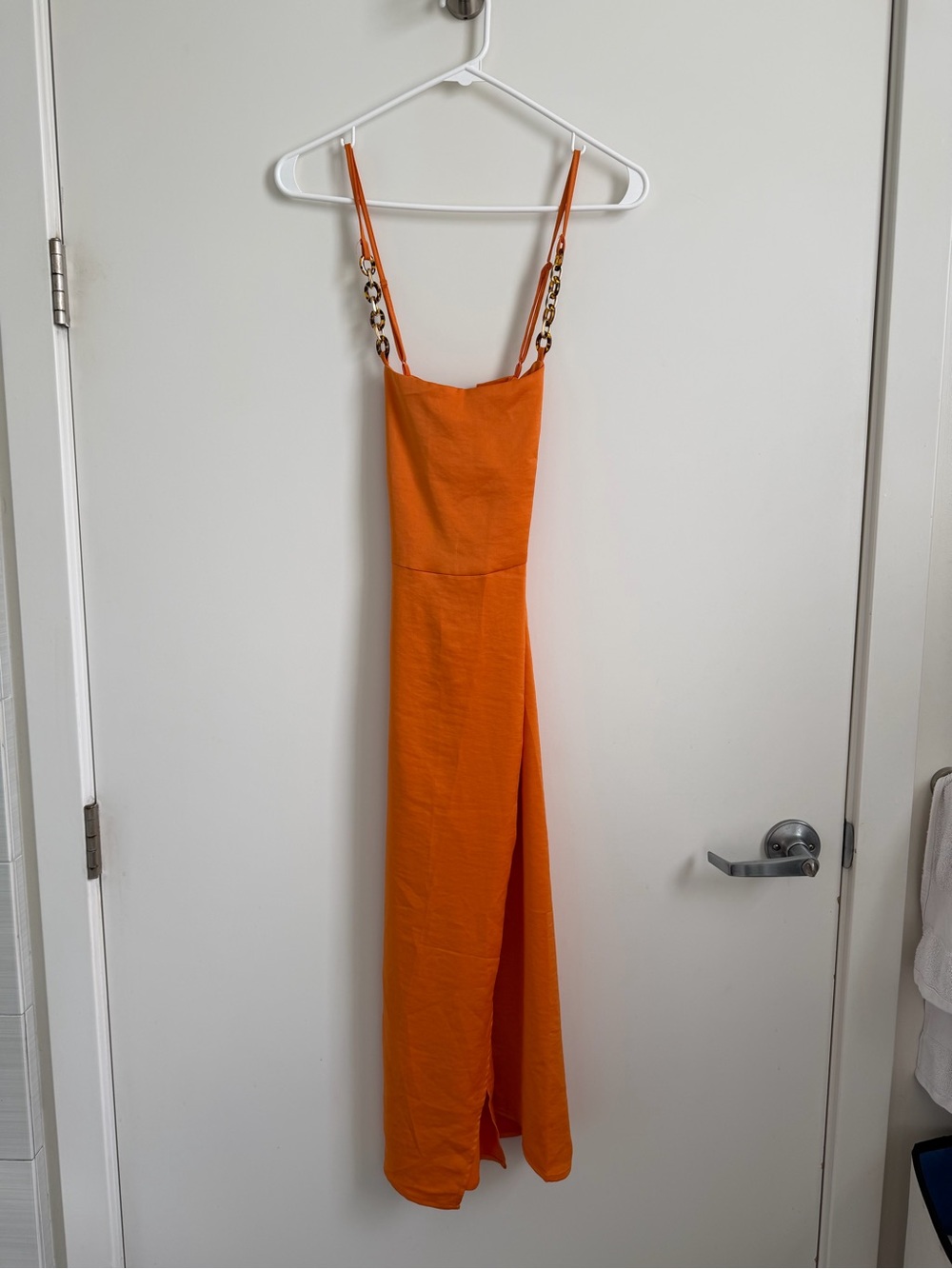 House of Harlow 1960 Orange Maxi Dress with Chain-Strap Detail